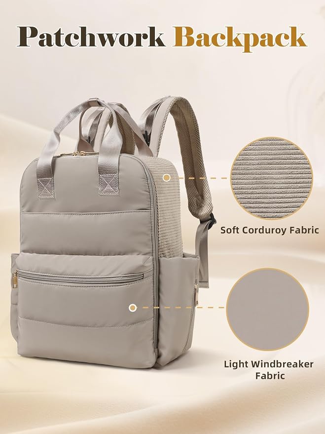 MOMINSIDE Diaper Bag Backpack Large Baby Diaper Bag With 15 Pockets,Patchwork Baby Travel Bag Organizer for Mom,4 Insulated Pockets,Changing Pad,Brown - Image 7