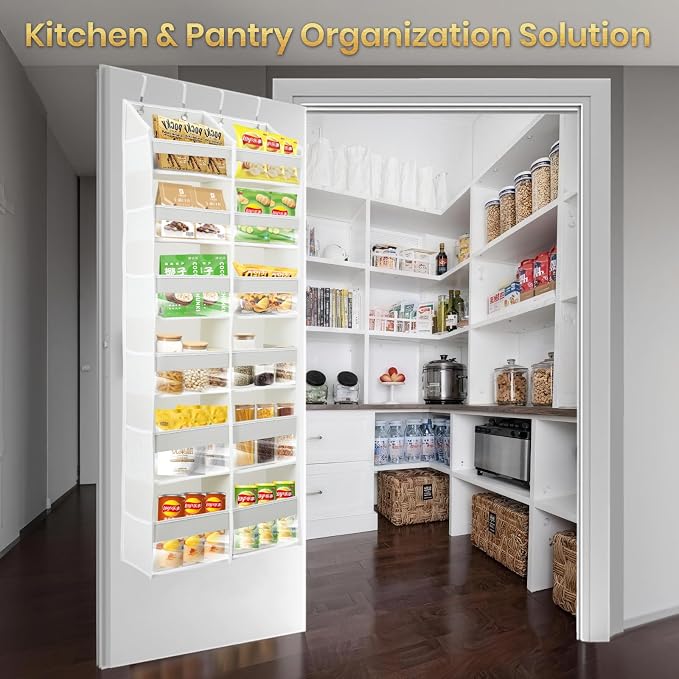 Over the Door Organizer, 6-Tier XL, 100D Fabric, Light Gray | Extra wide over the door organizer, 65 lb capacity, 12 side mesh pockets, heavy-duty 100D fabric, bedroom & nursery storage - Image 8