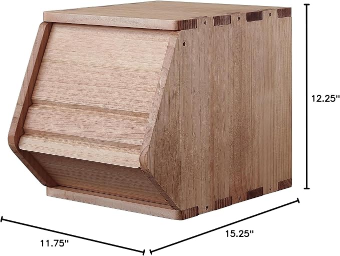 Stackable Solid Wood Storage Chests,Bins with Lids,Modular Wooden Multi-use Box,Closet Storage Organizers,Hall Entryway Cabinet,Drawers,Potato,Onion,Bread,Classify by Items,11.75”W(1 Pack) - Image 6