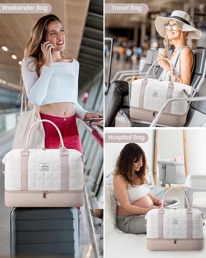 LOVEVOOK Weekender Bags for Women with Shoe Compartment, Carry On Overnight Bag with Toiletry Bag, Personal item travel bag with Wet Pocket, 2Pcs Set - Image 7