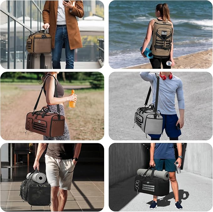 BOSSTIN Gym Bag for Men & Women, 45L-50L Expandable Sports Duffle Bag | Convertible Duffel Backpack, Comes with Toiletry Bag, Shoe Compartment & Wet Pocket, for Workout, Weekender, Overnight Travel - Image 6