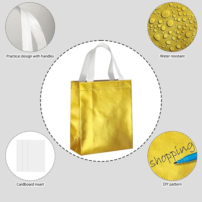 BLEWINDZ 100 Medium Reusable Gift Bags with Handles - Ideal Party Favors & Shopping Bags (10 Colors) - Image 6