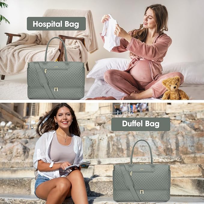 Travel Bag Weekender Bags for Women - Carry on Overnight Bag with Shoe Compartment Duffle Bag with Laptop Pocket Hospital Bag for Labor Delivery Gym Tote Bag with Toiletry Bag Dark Green - Image 9
