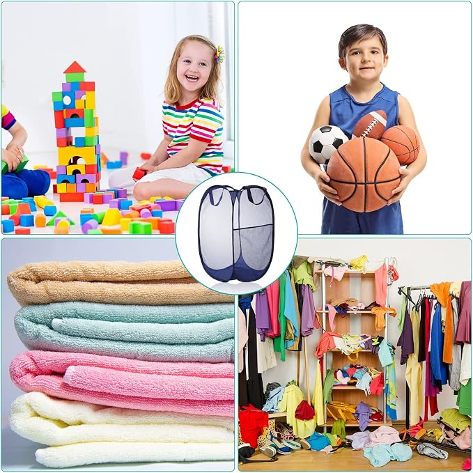 Gejoy 16 Pcs Mesh Pop up Laundry Hamper Bulk Collapsible Laundry Basket Large Foldable Clothes Hamper with Handles Ideal for Kids Adults, College Dorm, Travel, Hotel, 14. 1 x 22. 8 Inch - Image 6