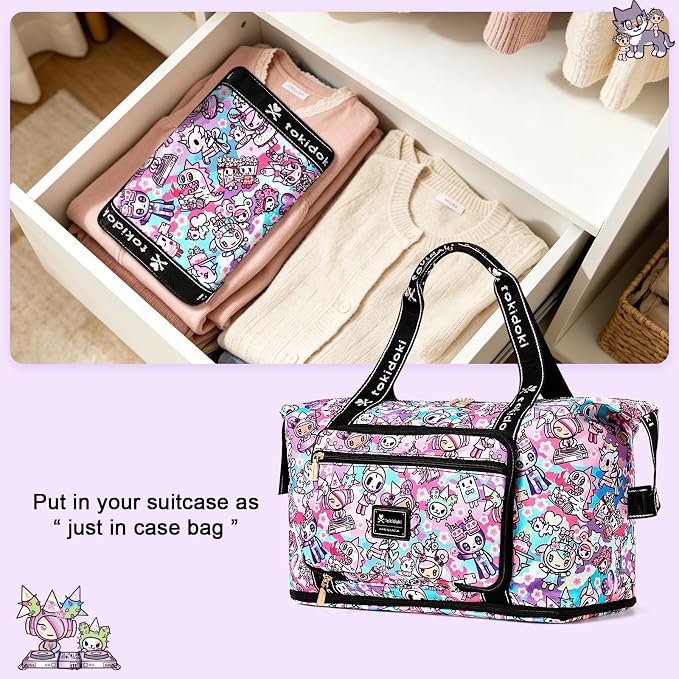 tokidoki Travel Duffle Bag, Weekender with Shoe Compartment Toiletry Bag | many compartments: laptop sleeve, wet-dry pocket, trolley sleeve. Includes toiletry bag. Carry-on. - Image 8