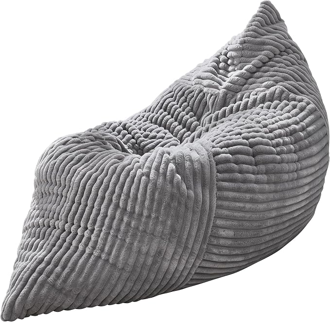 Hobestluk Adult Bean Bag Chair 3 in 1 Convertible Large Bean Bag Sofa | Striped Grey,Machine Washable,Removable Cover,Easy Convert And Install, Oversied Floor Bed,For Livingroom Bedroom - Image 10