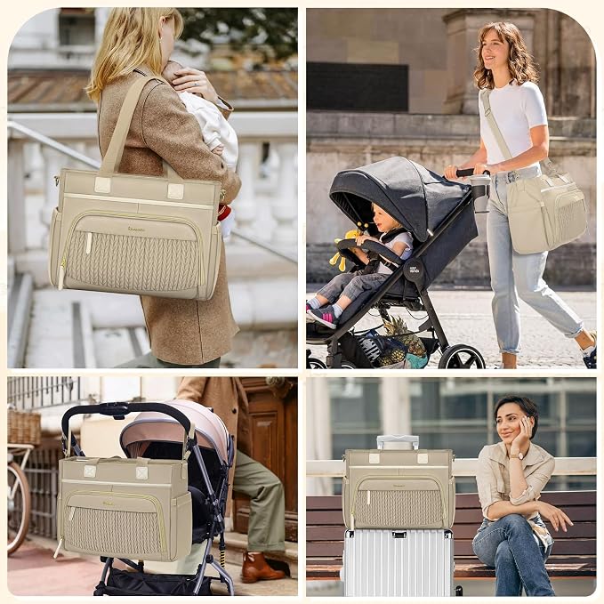RAINSMORE Diaper Bag Tote, Large Diaper Baby Bag Waterproof Multifunctional Diaper Bag with Pacifier Case & Changing Pad - Image 7