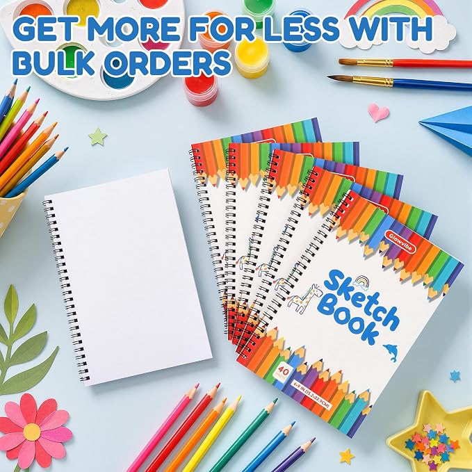 6 x 9 Inch Sketch Book, 24 Pack 40 Sheets Kids Drawing Paper Pad | Acid-free fade-resistant paper for kids coloring & doodling. Ideal art supplies (Left Side Spiral ) - Image 7