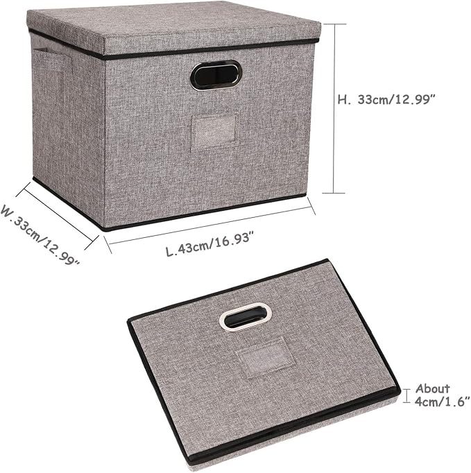 12-Inch Vinyl Record Storage Boxes with Lids and Handles, Stylish and Practical LP Record Organizer for 100+ Single Records, Suitable for Living Room, Study, Concert Hall or Office (Grey, 17"-3 Pack) - Image 7