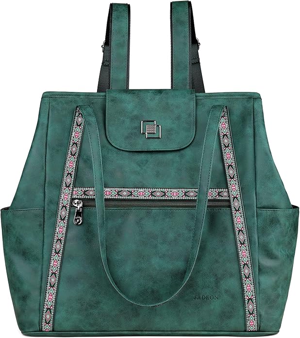 Large Laptop Tote Bag for Women Designer Leather Laptop Bag, 15.6in | Fashion Travel Backpack Purse Shoulder Handbag Fits 15.6 Laptop, Daily, Work, Business Trip, Weekend Travel, Teacher - Image 9