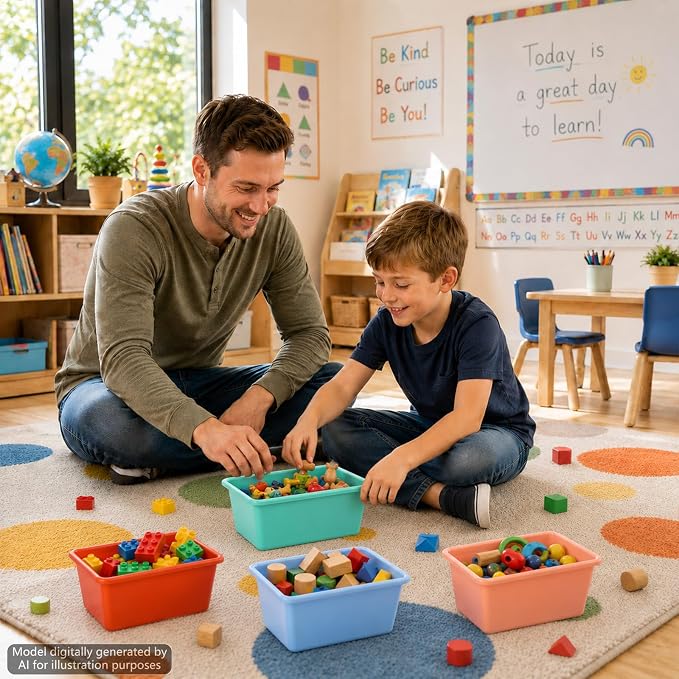 gisgfim 24 Pack Plastic Cubby Storage Bins Crew Toy Stackable Bin Classroom Plastic Cubby Bins Stackable Storage Containers Classroom Book Bin for Student Teacher School Office Home(Boho) - Image 7
