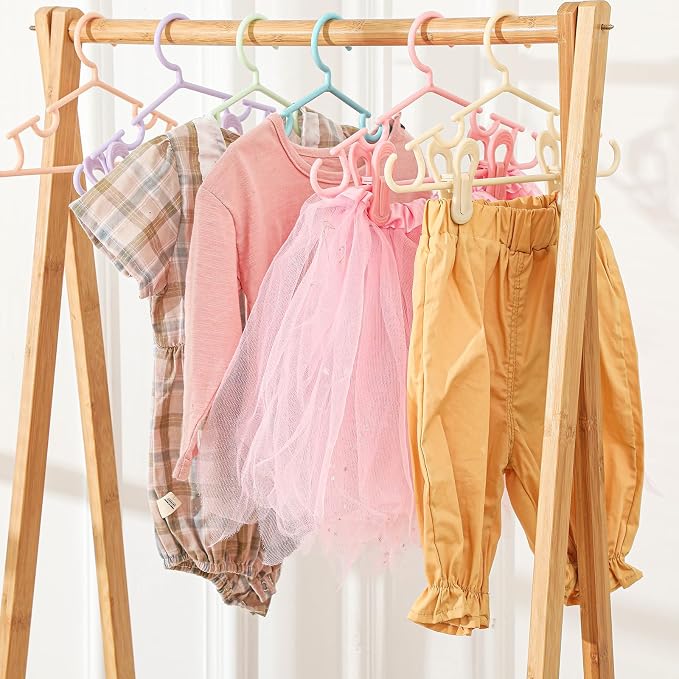 Hsei Baby Hanger with Clip for Pant,180 Packs Total,Macaron Color,10.6 Inch | 60 Kids Plastic Hanger with 120 Clips for Newborn, Nursery, Daycare, Preschool, Closet, Wardrobe Organizer for Baby Shower - Image 6