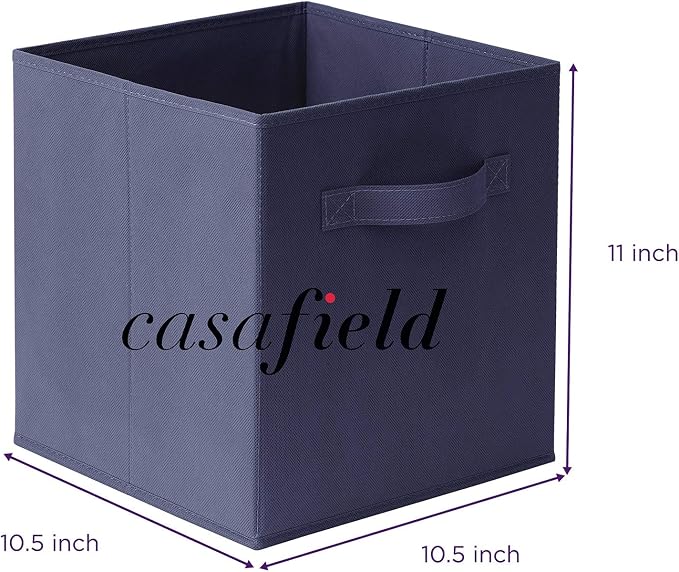 Casafield Set of 12 Collapsible Fabric Cube Storage Bins, Navy Blue - 11" Foldable Cloth Baskets for Shelves, Cubby Organizers & More - Image 7