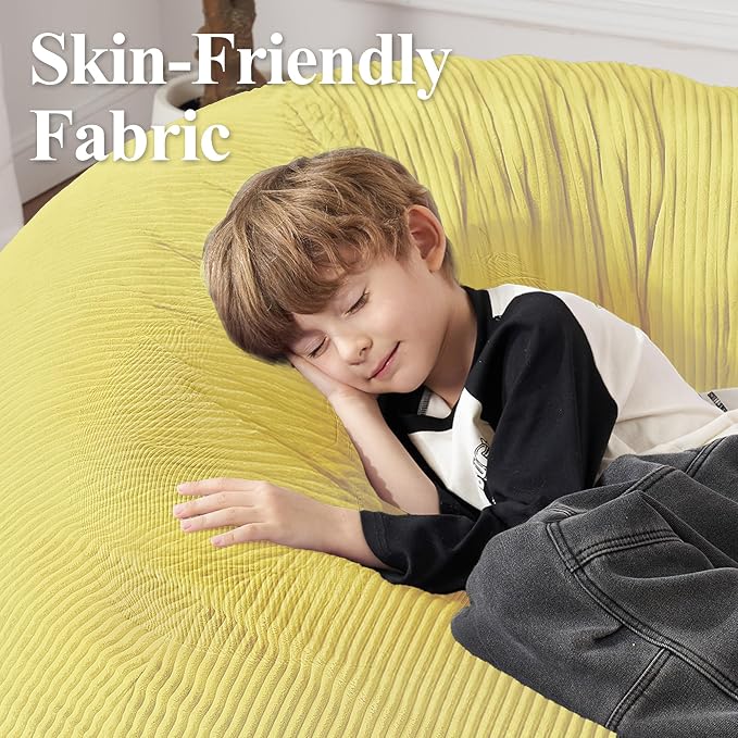 5FT Bean Bag Chair for Adults,Gaint Teardrop Beanbag with Filler | Beanbag Chair with Memory Foam Filled,Bean Bags with Handy Handle&Machine Washable Cover for Living Room,Bedroom-Yellow - Image 7
