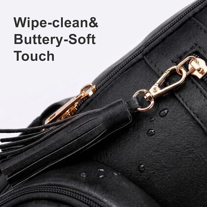 ROSEGIN Premium Vegan Leather Diaper Bag Backpack with Waterproof Changing Pad, Reinforced Zippers & Odor-Free, 20 Pockets Pro Organizer, Fits 15.6" Laptop, Stroller Straps, Baby Bag for Mom, Black - Image 8