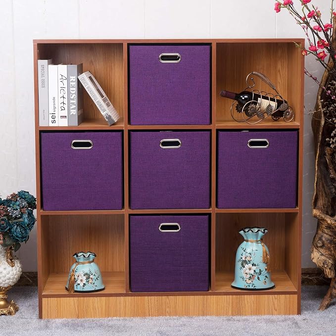 Posprica Storage Basket Bins,13×13×13 Foldable Storage Cube Boxes Fabric Drawer for Closet Shelf Cabinet Bookcase - Set of 4, Purple - Image 3