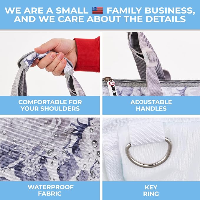 White Peas Nurse Bag & Utility Tote - Waterproof, Top YKK Zip, L18" x H14" x W7" - SHYLERO - Image 9