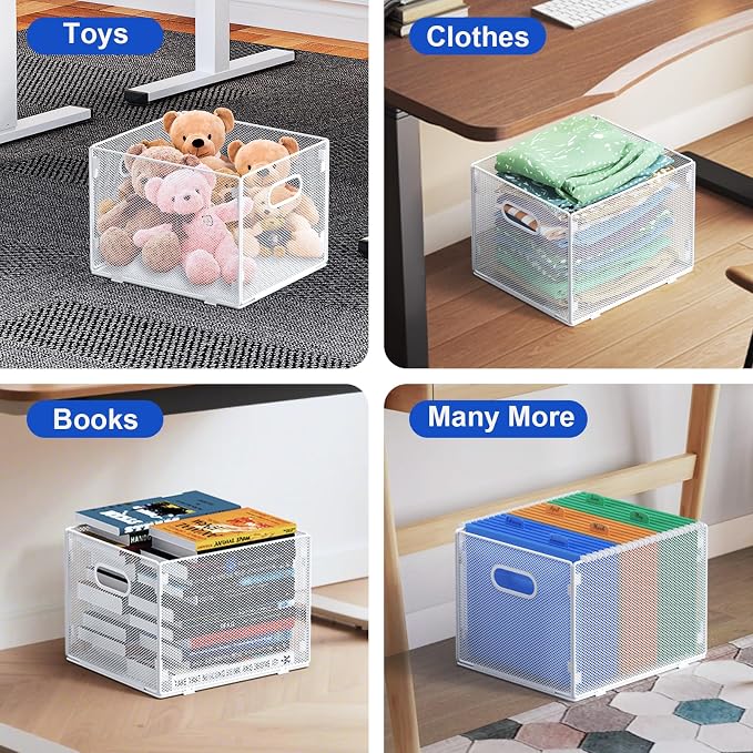 samstar Hanging File Organizer, Mesh File Folder Organizer Crate Cabinet Inserts Storage Box, Letter Size,White - Image 6