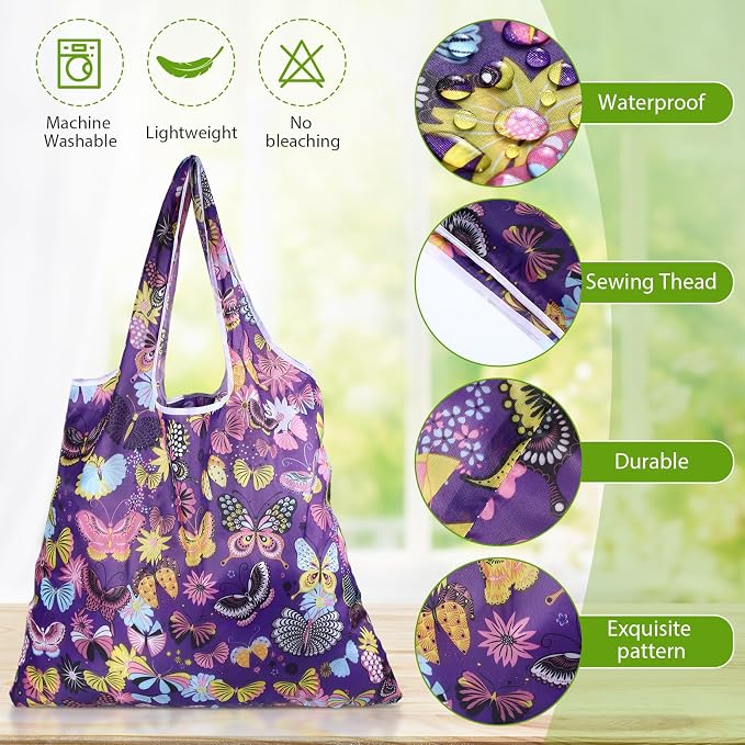 Paterr 50 Pack Reusable Grocery Bags Foldable Shopping Tote | Washable Lightweight Bags Bulk with Handles for Women Summer Beach Travel Market Gift - Image 7