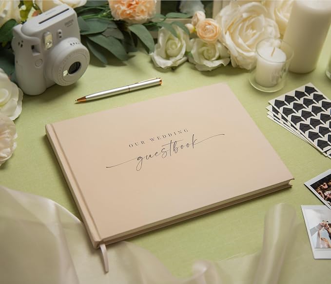 Wedding Photo Guest Book (Oats) - Includes 120 Black Photo Corner Stickers | 11.5" x 8.5" Photo Booth Sign In Book for Reception & Ceremony | Engagement Party Keepsake w/ Photo Slots and Lined Pages - Image 7