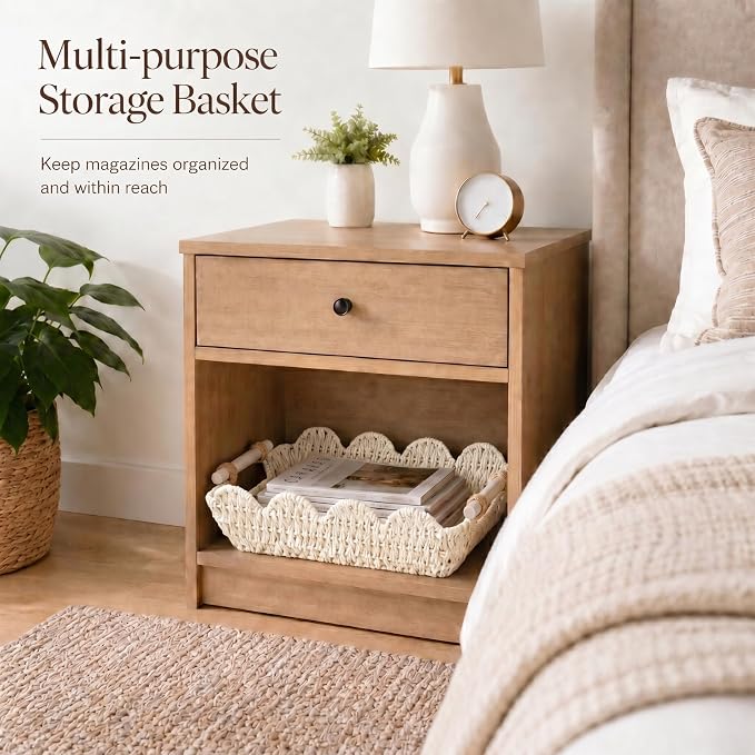 Coeusy Scalloped Basket, Paper Rope Basket for Gifts with Handles, Cute Storage Basket for Display,Decorative,Shelves,Snack,2 Pack, White - Image 8