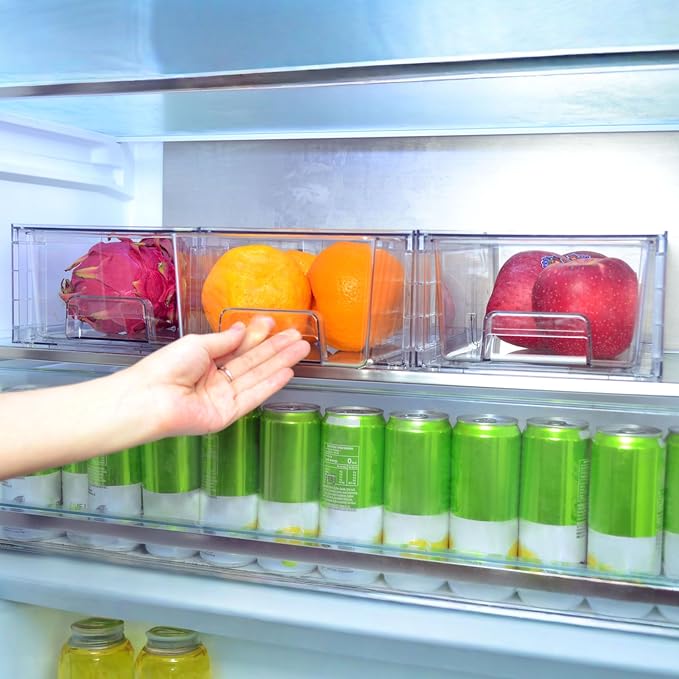 Small Stackable Clear Acrylic Storage Drawers(4 Pack) with Handles,Plastic Organizer Bins for Fridge Bathroom Kitchen Cabinet Pantry Coffee bar Undersink Office Closet Storage Bins - Image 9