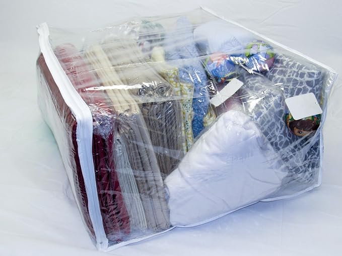 FBA Set of 5 Clear Vinyl Zippered Storage Bags 24x20x11 Inch - Image 3