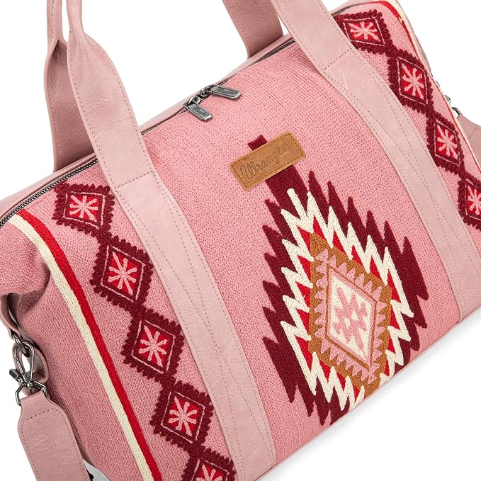 Wrangler Duffel Bag for Women Large Travel Weekender Bag Designer Tapestry Carry On Bags, Pink - Image 6