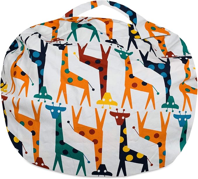 Posh Creations Stuffable Kids Stuffed Animal Storage Bean Bag Chair Cover - Childrens Toy Organizer, Large-38 - Canvas Giraffes on White - Image 6
