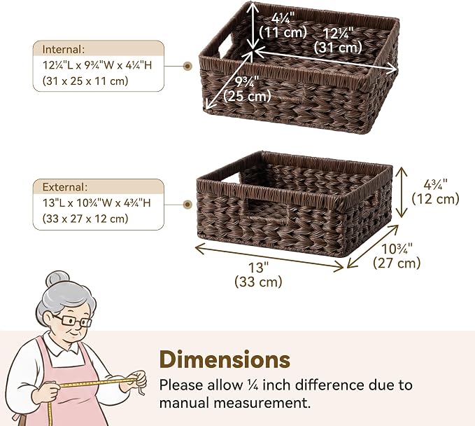 GRANNY SAYS Wicker Storage Baskets for Shelves, Dark Brown Baskets, 1-Pack | Waterproof Wicker Baskets for Organizing,Plastic Brown Baskets for Shelves,Woven Baskets for Pantry Storage,Decorative Basket - Image 7