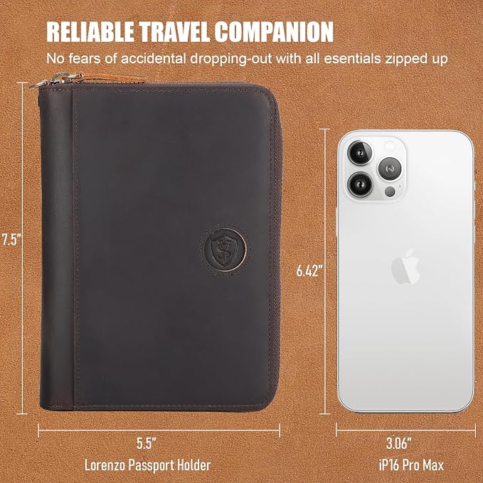 STAR VISTA Lorenzo Full Grain Leather Family Passport Wallet for 4, Large Travel Document Organizer for Exquisite Voyagers, Multi-Currency Compartments, RFID Blocking, AirTag Track, Dark Brown - Image 9