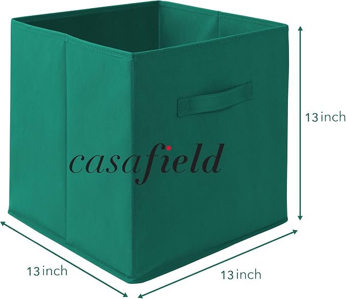 Casafield Set of 12 Collapsible Fabric Cube Storage Bins, Teal - 13" Foldable Cloth Baskets for Shelves, Cubby Organizers & More - Image 7