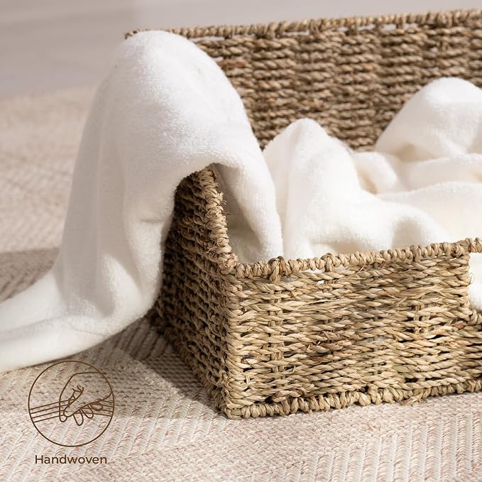 StorageWorks Pantry Baskets for Organizing, Seagrass Storage Baskets,2-Pack | Large Seagrass Baskets, Wicker Storage Baskets for Shelves,Pantry Organizers and Storage,Handwoven Wicker Baskets for Storage - Image 8