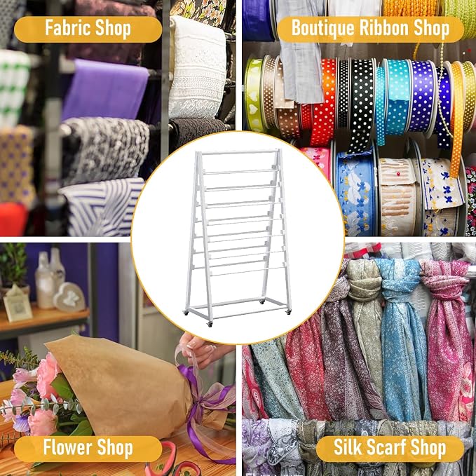 Ribbon Holder,Ribbon Organizer,15 Tier Ribbon Holder Organizer Rack,Double-Sided Gift Wrapping Craft Ribbon Storage Shelf for Craft Room Cake Shop Flower Store,White - Image 7