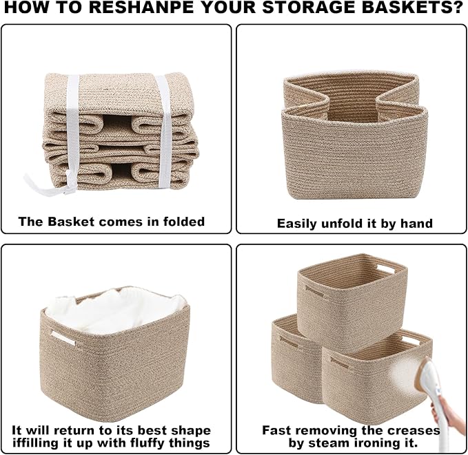 3 Pack Woven Baskets,Storage Baskets for Shelves with Handles | 13.5"×11"×9.5", Closet Baskets, Nursery Organizer for Toys Towels Books, Storage Bin for Living Room Bedroom (Mixed Brown) - Image 9