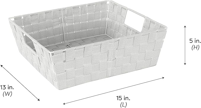 Simplify Large Shelf Woven Strap Tote | Decorative Storage Basket | Built in Handles | Organization | Closet | Bedroom | Bathroom | Nursery | Accessories | Toys | Gifts | 2 Pack | Heather Grey - Image 8