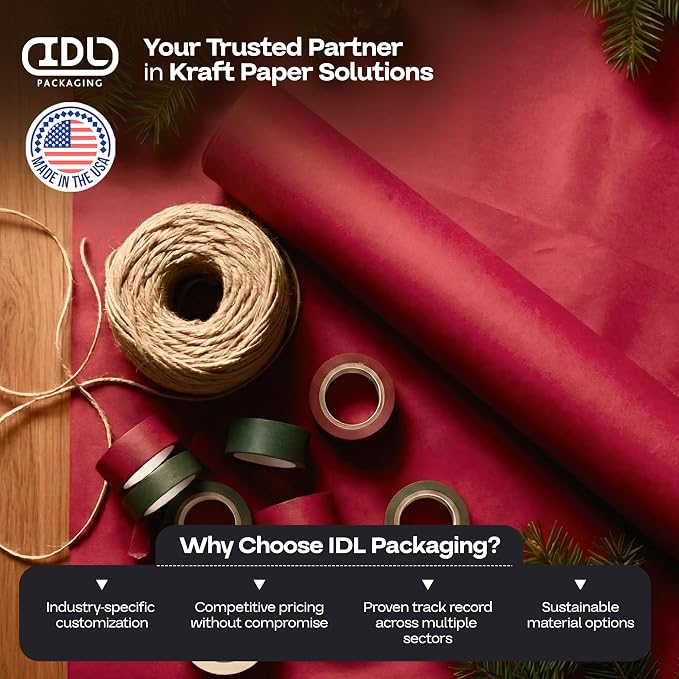 Red Kraft Paper Rolls 36" x 2160" (180 feet), Pack of 2 - USA-Made Craft Paper Roll 50lb Thickness for Art, Gift Wrapping & Moving - High-Density Roll for School by IDL Packaging - Image 7