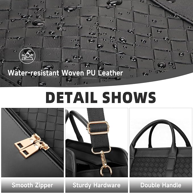 Travel Duffle Bag for Men Women, PU Leather Duffel Bag for Traveling, Large Carry on Weekender Overnight Bag with Shoe Compartment, Perfect for Travel/Daily Use - Image 7