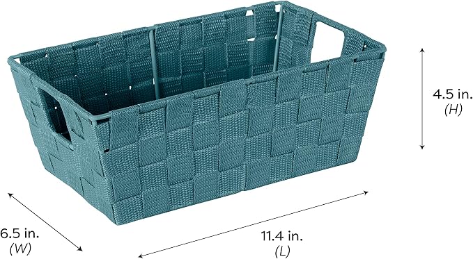 Simplify Small Shelf Woven Strap Tote | Decorative Storage Basket | Built in Handles | Organization | Closet | Bedroom | Bathroom | Nursery | Accessories | Toys | Gifts | 4 Pack | Sapphire - Image 6