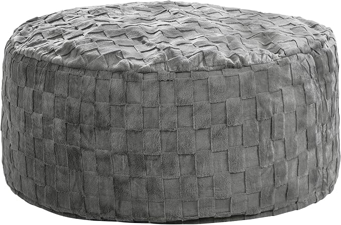 Hobestluk Adults Bean Bag Chair 4FT Big BeanBag Chair Extra Large Oversized | Memory Foam,Washable Cover,Unique Fluffy Plaid,Comfy Adult Bean Bag with Filler Gaming Reading Bedroom Living Room | Grey 4FT - Image 8