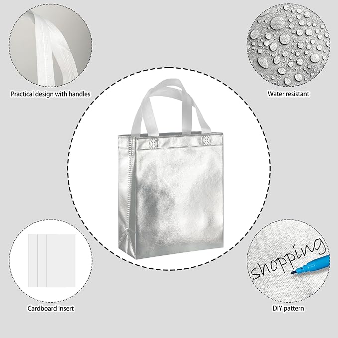 BLEWINDZ 100 Medium Reusable Gift Bags with Handles - Ideal Party Favors & Shopping Bags (10 Colors) - Image 6