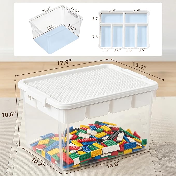 Citylife 32QT Plastic Craft Storage Box Buildable Lid Removable Tray | Craft Organizers and Storage with Build-On Lid for Beads, Tools, Sewing Supplies, Deep Base, Secure Clasp, kids Toy Box - Image 7