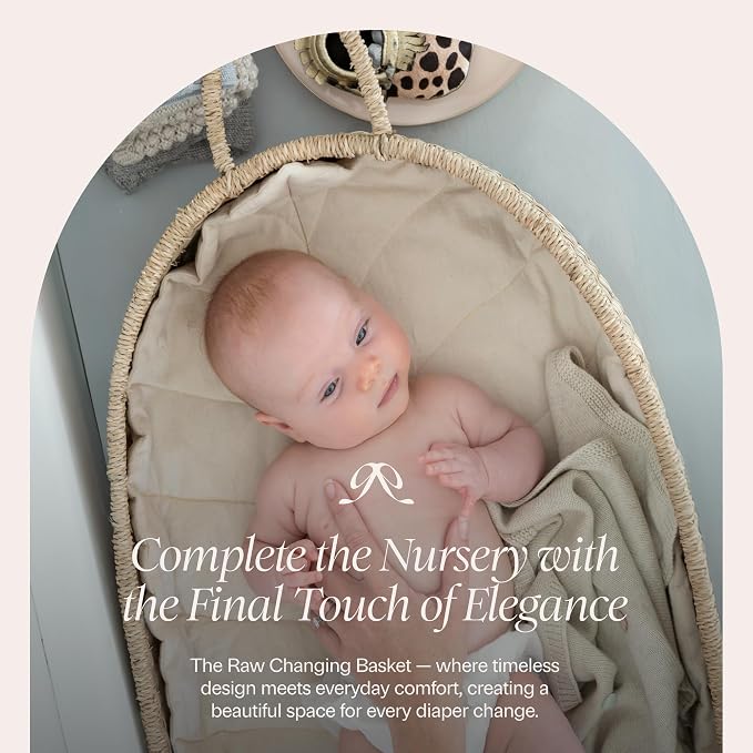 BEBE BASK Premium Baby Diaper Caddy Organizer Basket with Cotton Divider | Handmade & Award-Winner, Seagrass Caddy Basket, Newborn Essentials, Nursery Basket, Removable Divider, Baby Shower (ROSA) - Image 9