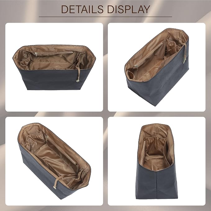 Purse Organizer Insert for Longchamp Le Pliage Medium, Black Brown | 6-Compartment Bag Organizer with YKK Zipper Pocket, Cup Holder, Key Chain, Waterproof DupontPaper Lightweight Handbag Shaper - Image 9