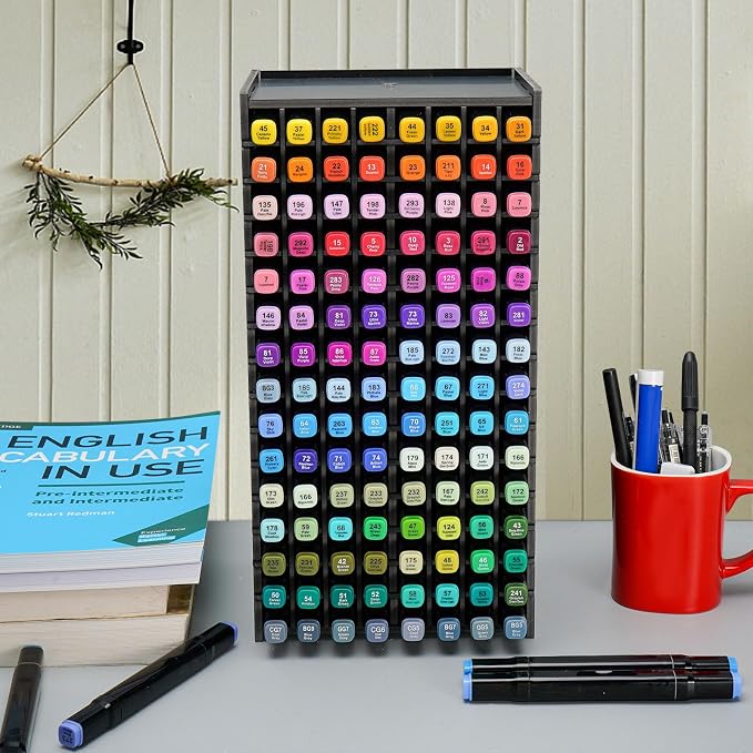 Art Marker Storage Rack for 120 Markers Black | Watercolour Brushes Pens Color Pencils Organizer Holder for Desk - Image 6