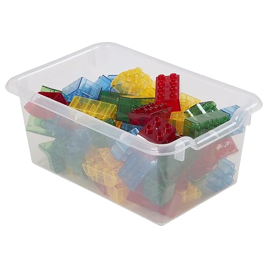 ECR4Kids Scoop Front Storage Bins, Multipurpose Organization, Clear, 10-Piece | Durable plastic, GREENGUARD Gold Certified, 1.2 gallon capacity, lightweight & nestable, built-in handle, classroom/home use - Image 12