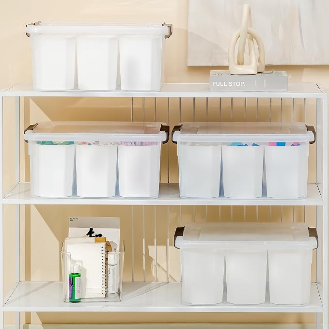 Citylife 17QT 4Packs Clear Craft Organizers and Storage Bins with Lids | Stackable Art Supply Organizer with Tray and 6 Inserts for Markers, Crayons, Pencils, Tools, Playdoh, Coloring Books - Image 9