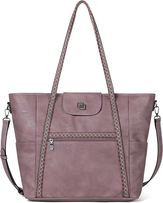 Large Laptop Tote Bag for Women Designer Leather Laptop Bag, 15.6in | Fashion Travel Backpack Purse Shoulder Handbag Fits 15.6 Laptop, Daily, Work, Business Trip, Weekend Travel, Teacher - Image 9