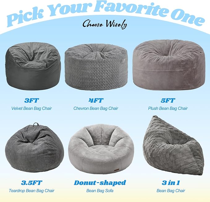 Hobestluk Adult Bean Bag Chair 3 in 1 Convertible Large Bean Bag Sofa | Plaid Grey,Machine Washable,Removable Cover,Easy Convert And Install,Floor Bed,For Livingroom Bedroom - Image 9