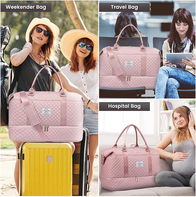 LOVEVOOK Travel Duffle Bag,Weekender Bags for Women with Shoe Compartment,Carry on Overnight Bag with Toiletry Bag,Gym Duffel Bag with Wet Pocket, Hospital Bags for Labor and Delivery - Image 6
